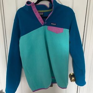 Blue and purple Patagonia Synchilla Pullover